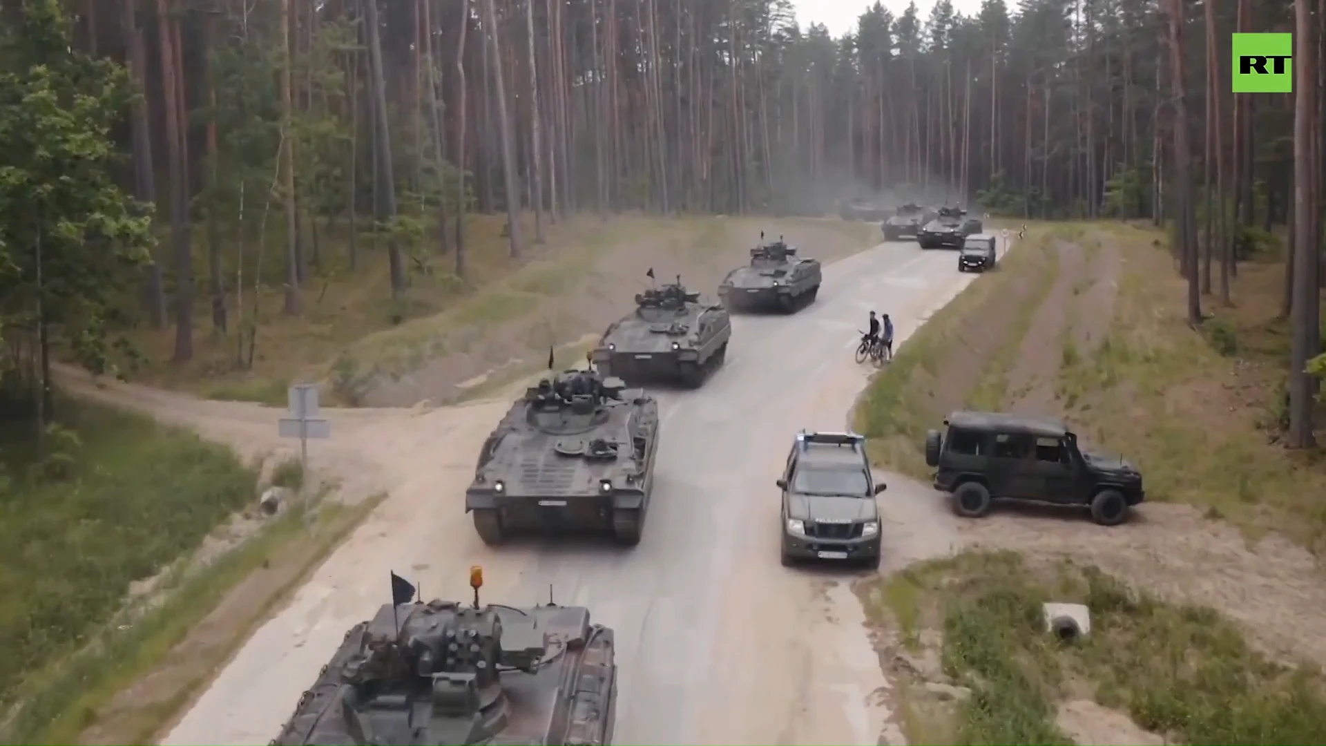 Hundreds of German troops and military vehicles arrive in Lithuania for drills