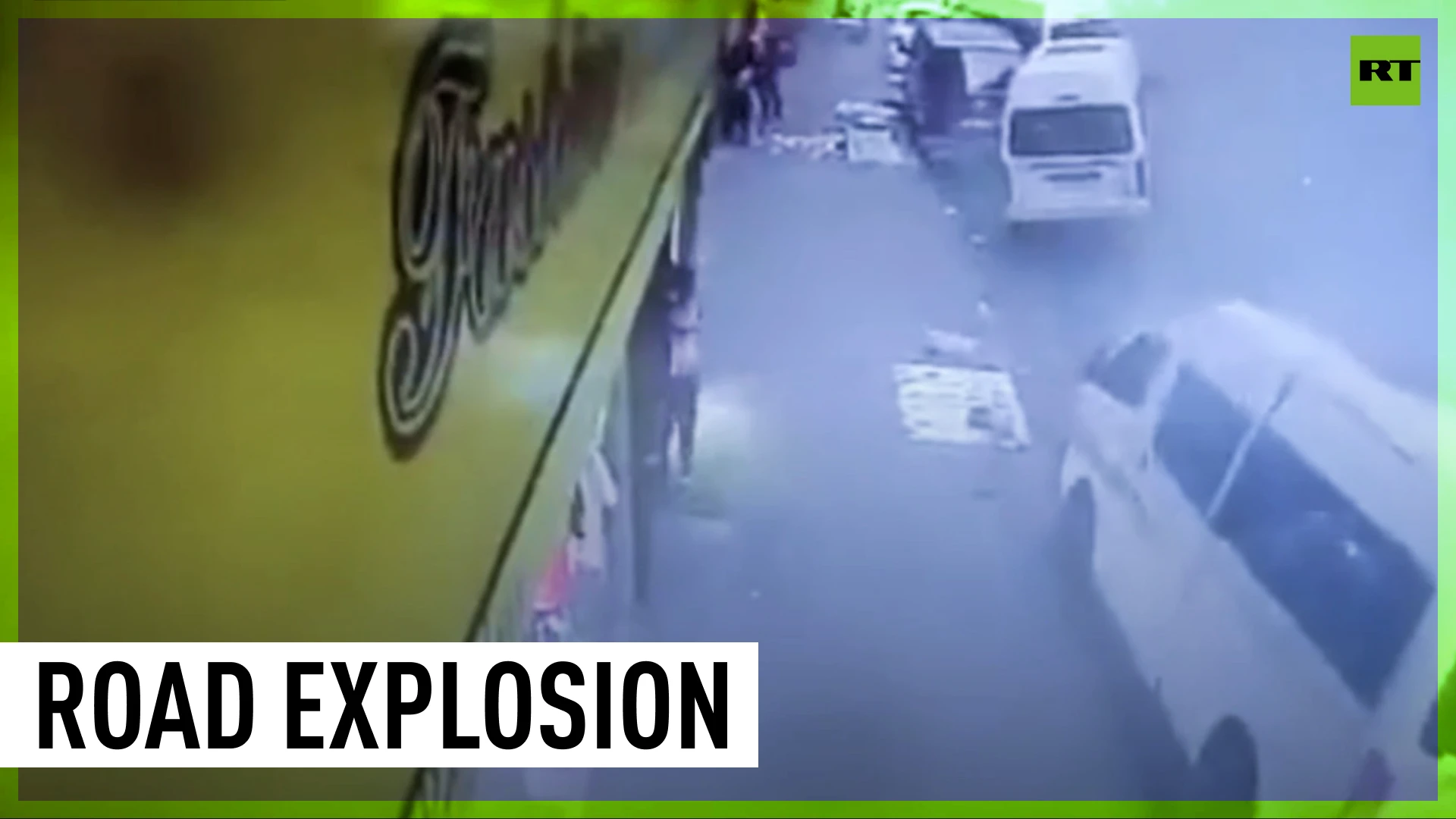 Moment busy road explodes in mystery blast