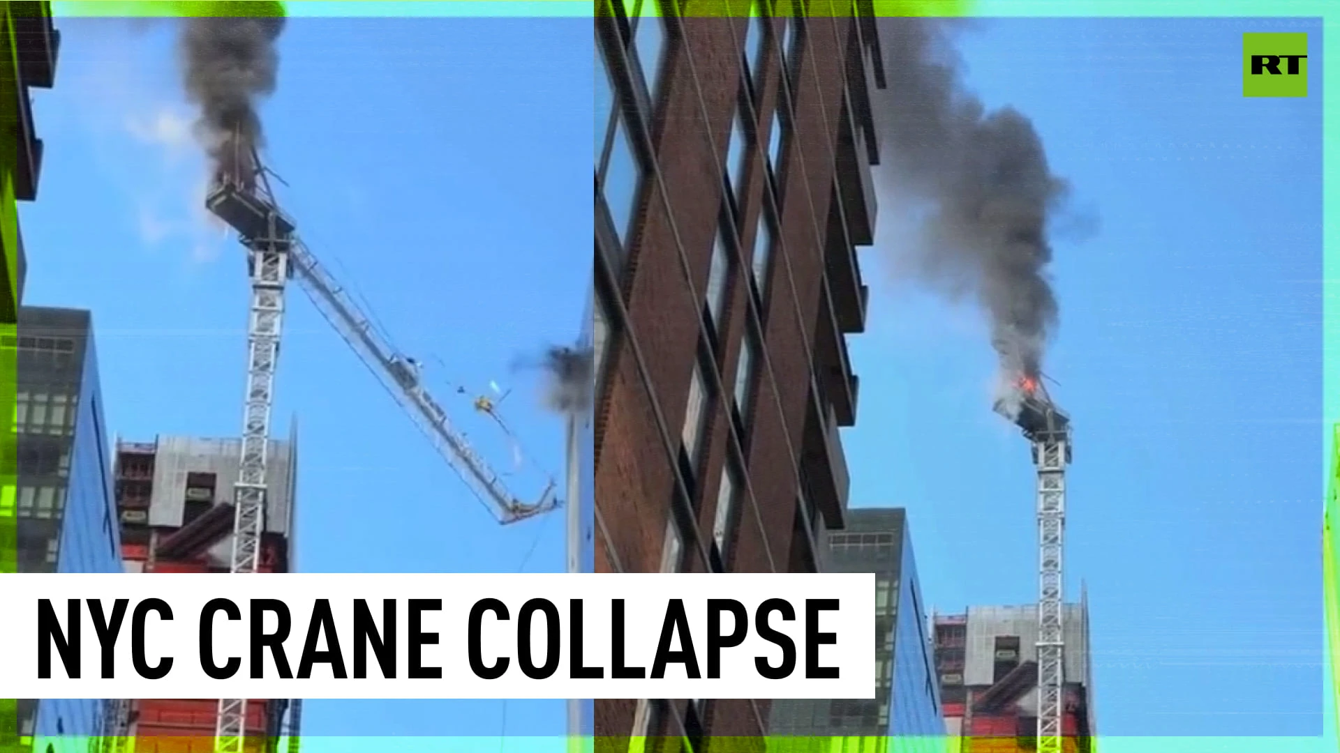 ⚡️Manhattan skyscraper crane catches fire, partially collapses