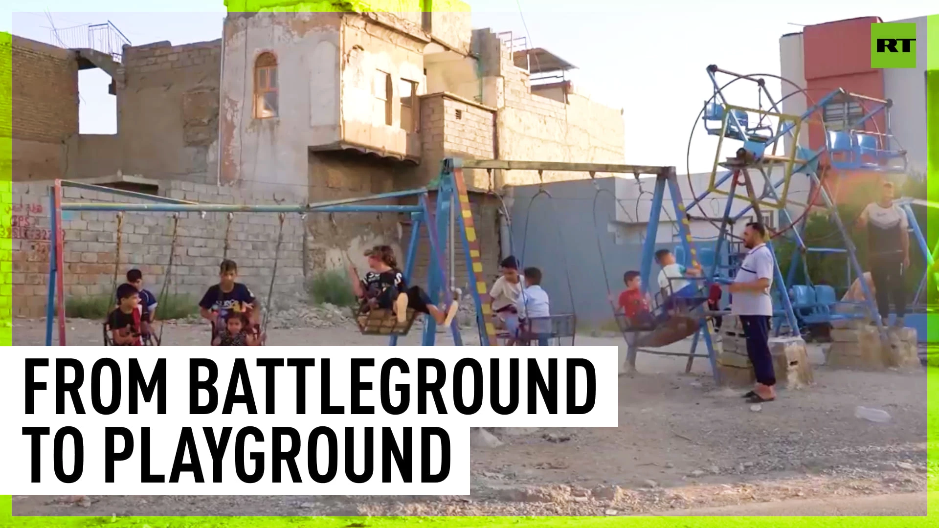 Iraqi children transform former war zones into playgrounds