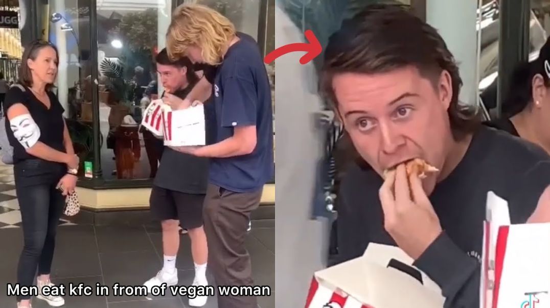 Man Eats Hot Dog In Front Of ANGRY Vegan Woman