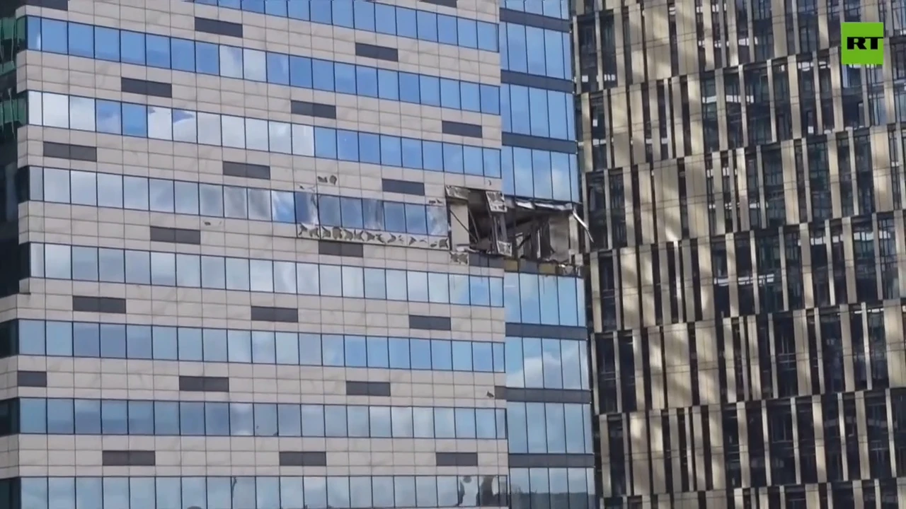 Aftermath of drone strike in Moscow