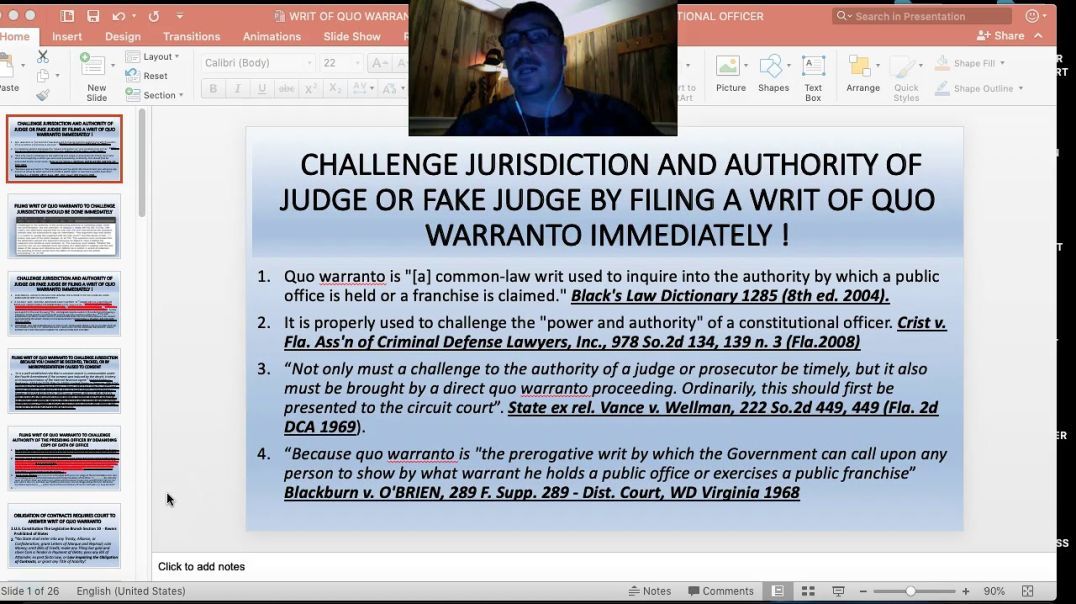 CHALLENGING JURISDICTION AND DISQUALIFYING JUDGE BY FILING A WRIT OF QUO WARRANTO