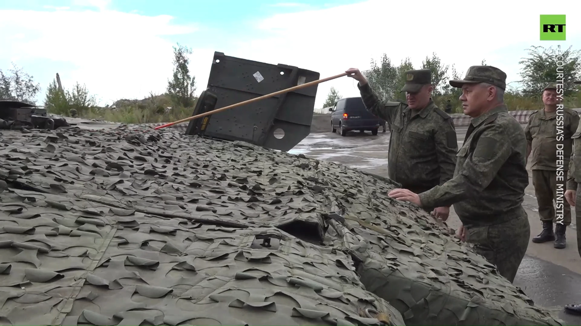 Russian defense minister inspects Swedish infantry vehicle captured in battle