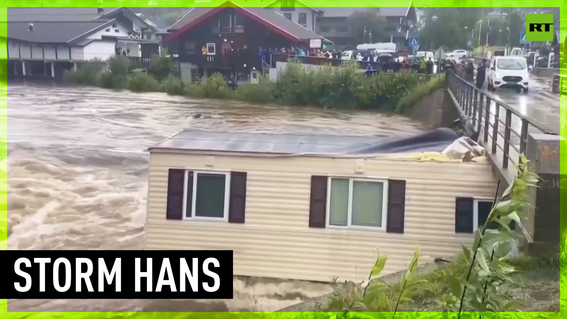 Washed away home and car crash into bridge in Norway