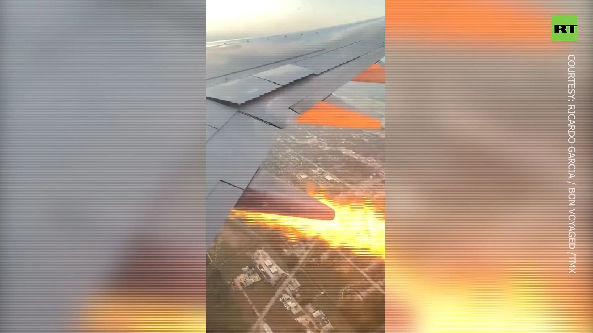 Plane engine starts shooting FIRE midair