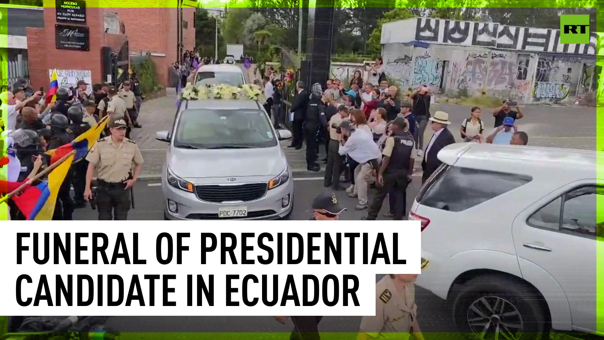 Funeral cortege of assassinated presidential candidate moves out of Quito Vertical Cemetery