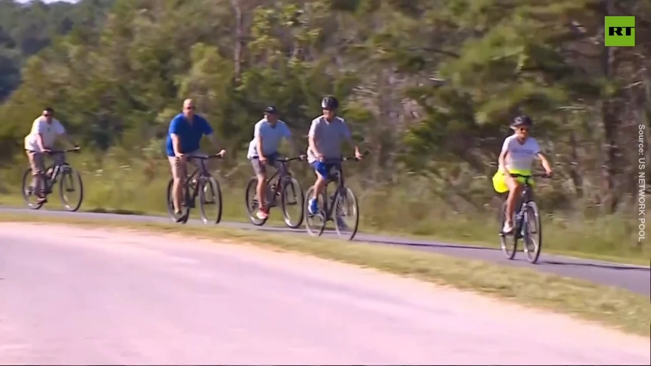 POV: When you ask a President a question and he’s being Biden (literally). On a bike.