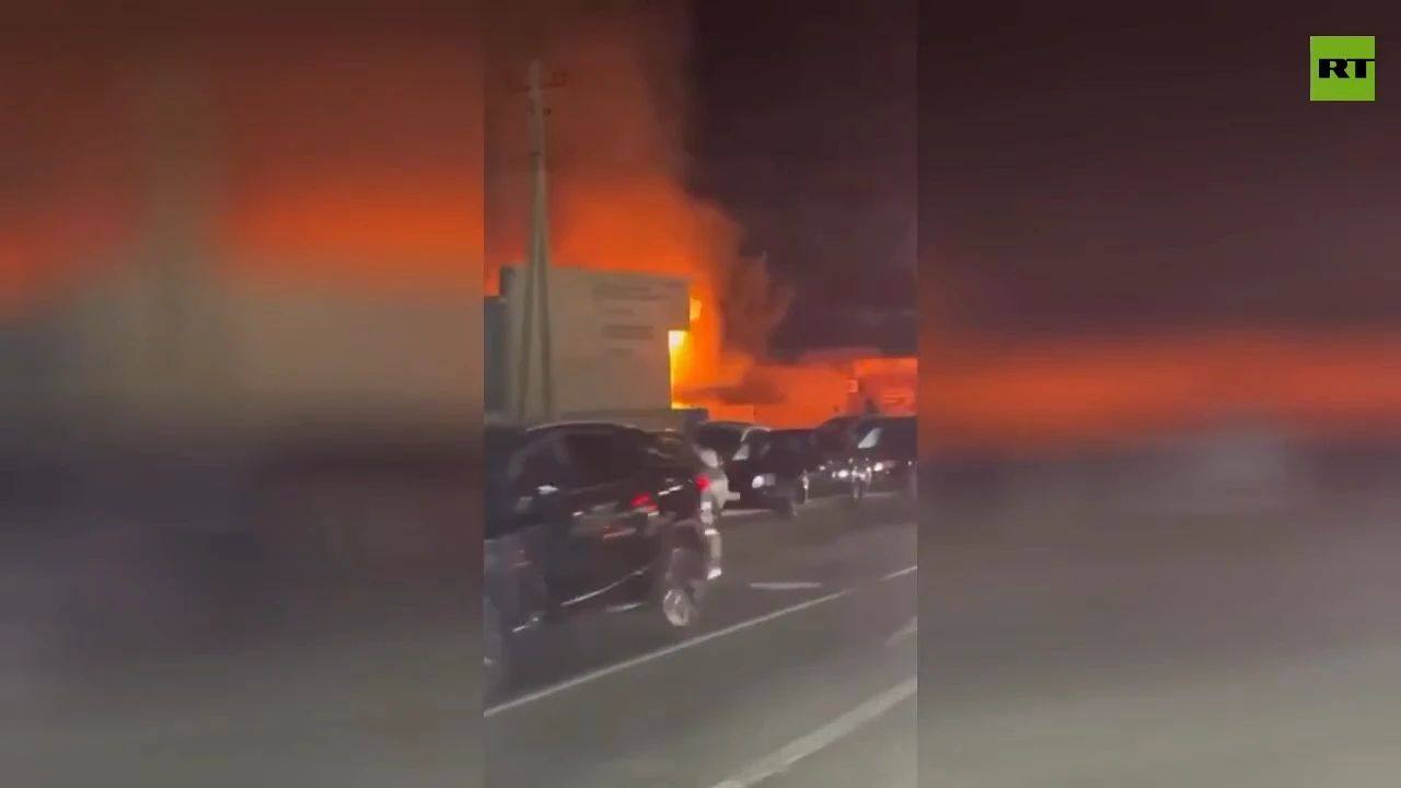 Moment of explosion at gas station in Dagestan