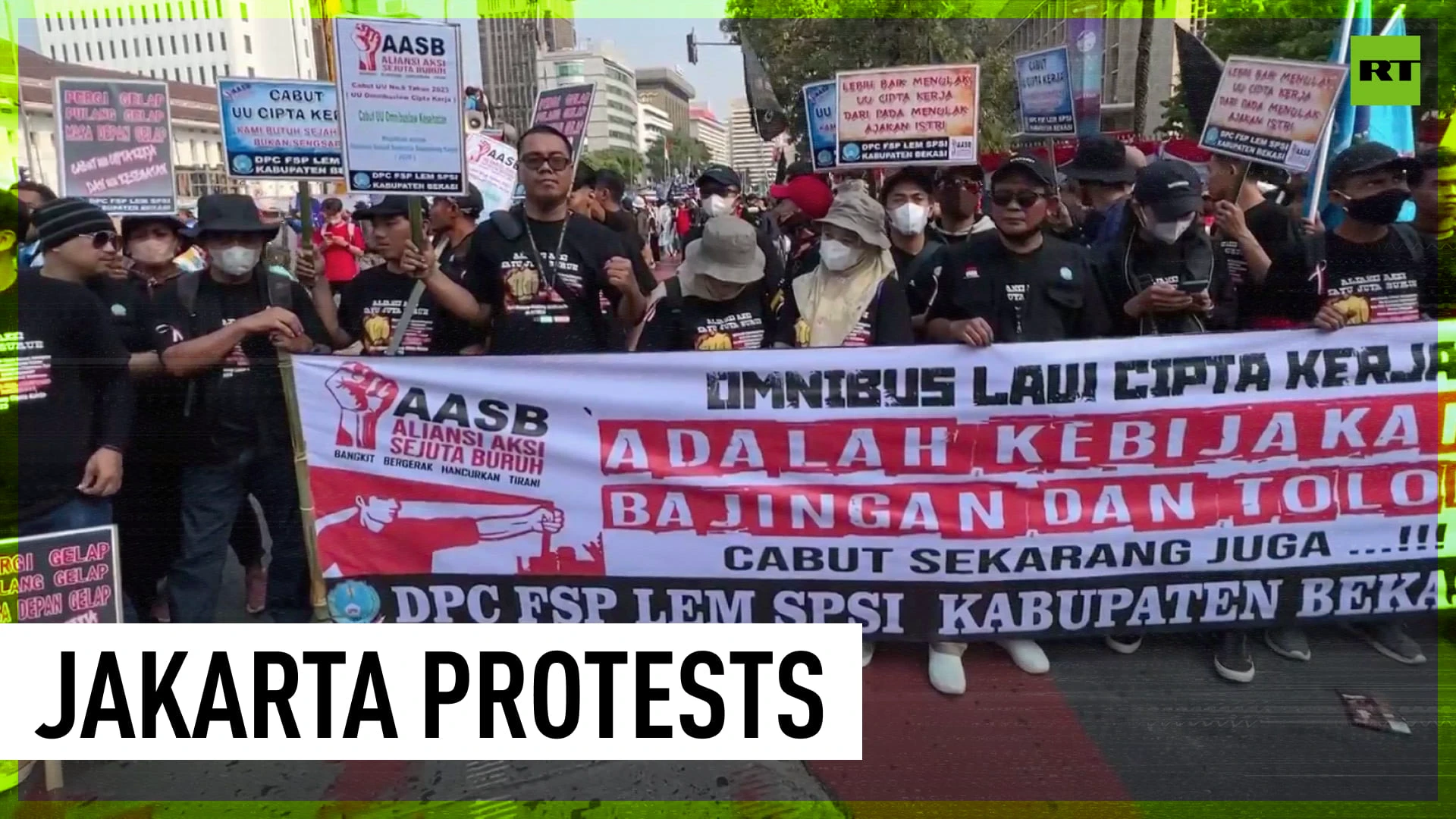 Workers rally protesting repeal of unpopular laws in Indonesia