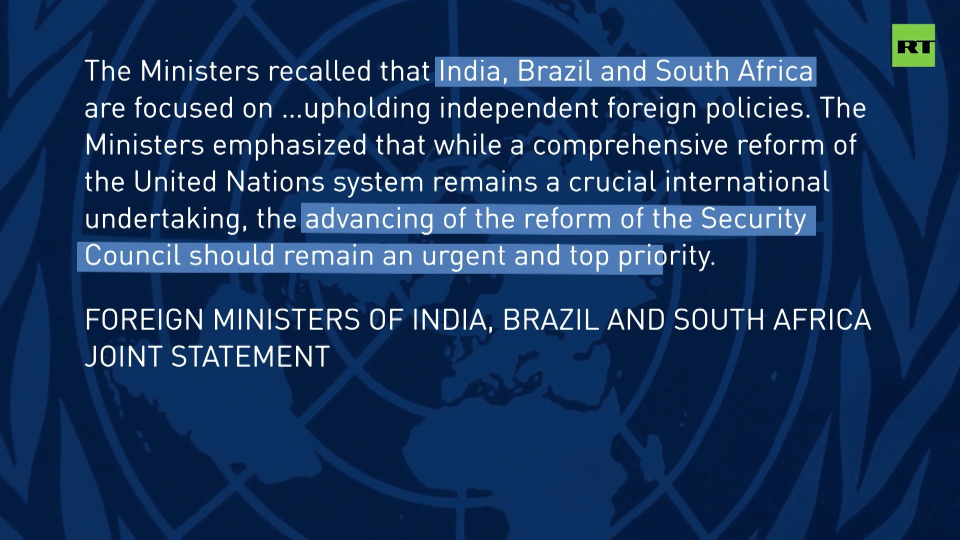 India, Brazil and South Africa mark reform of the UNSC as top priority