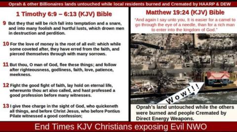 Oprah & other Billionaires lands untouched while local residents burned and Cremated by HAARP & DEW