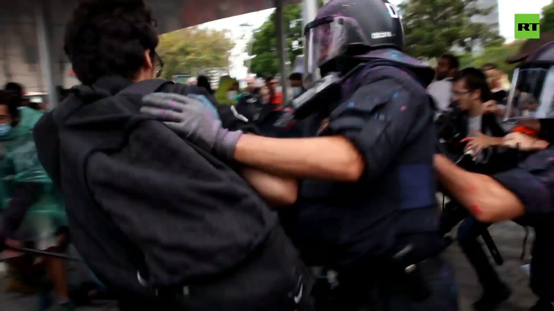 Housing rights activists clash with police in Barcelona