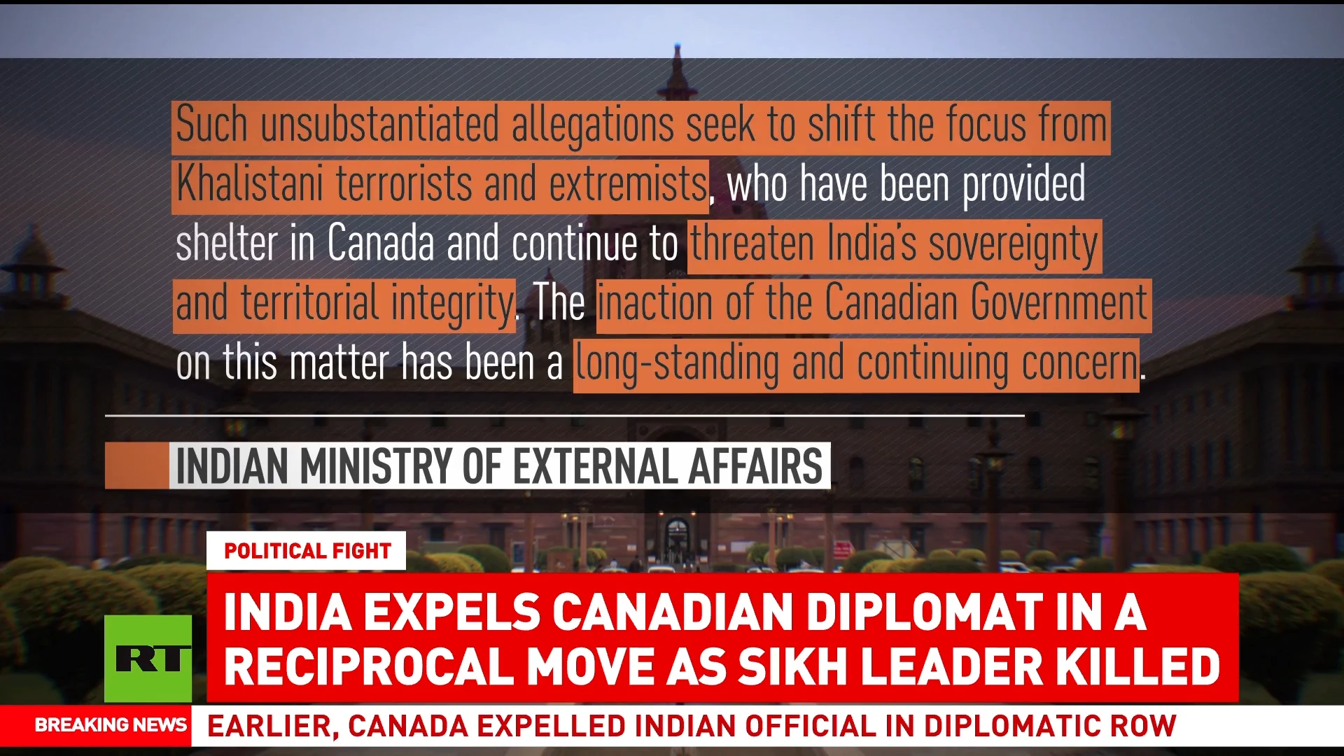 India expels Canadian diplomat in reciprocal move after Sikh leader killed