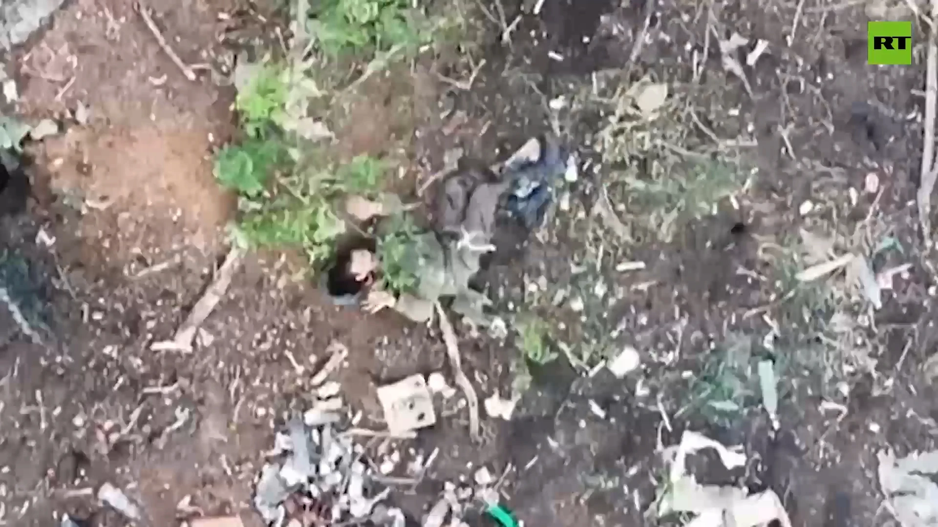 Ukrainian drone tries to bomb surrendering Russian soldier