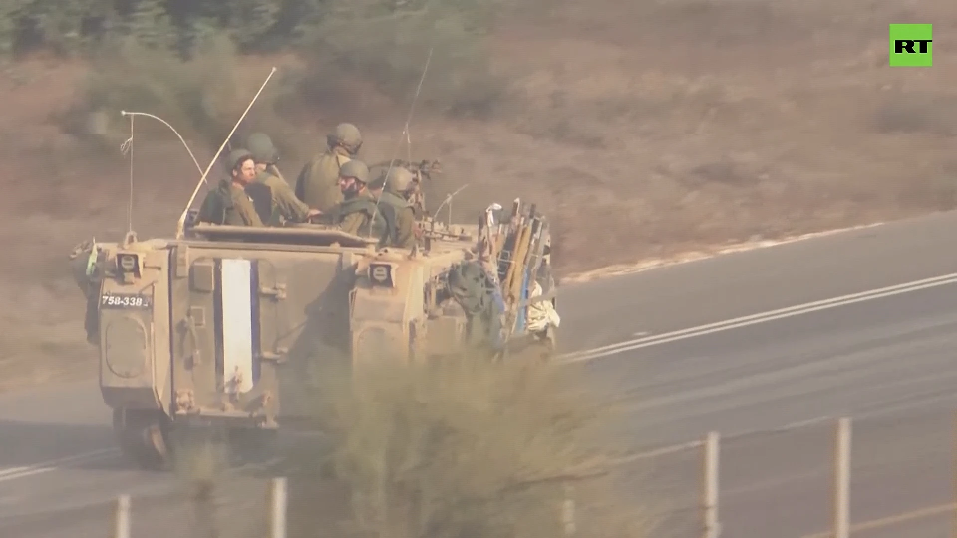 Israeli military vehicles moving near Gaza