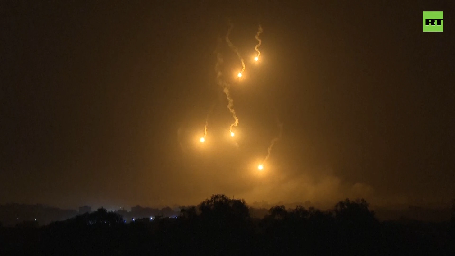 Flares lit up over Gaza as Israel deepens military assault