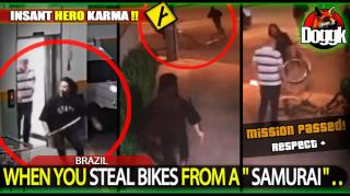 WHEN YOU STEAL BIKES FROM A " SAMURAI ".. (BRAZIL) >> HEROIC & SMART ACTION AGAINST THEFT !!