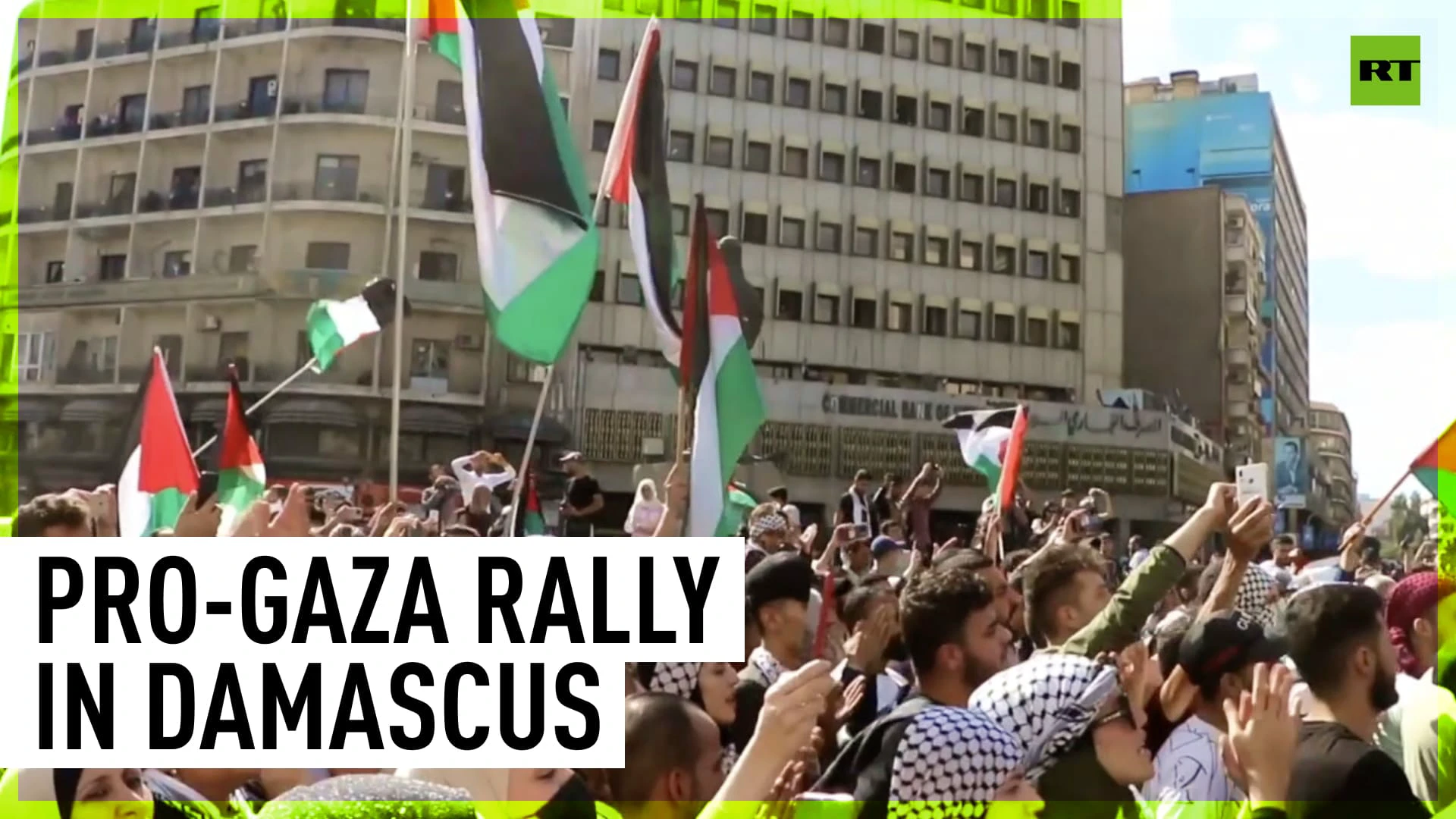 Demonstrators burn Israeli flag at Pro-Gaza rally in Syria