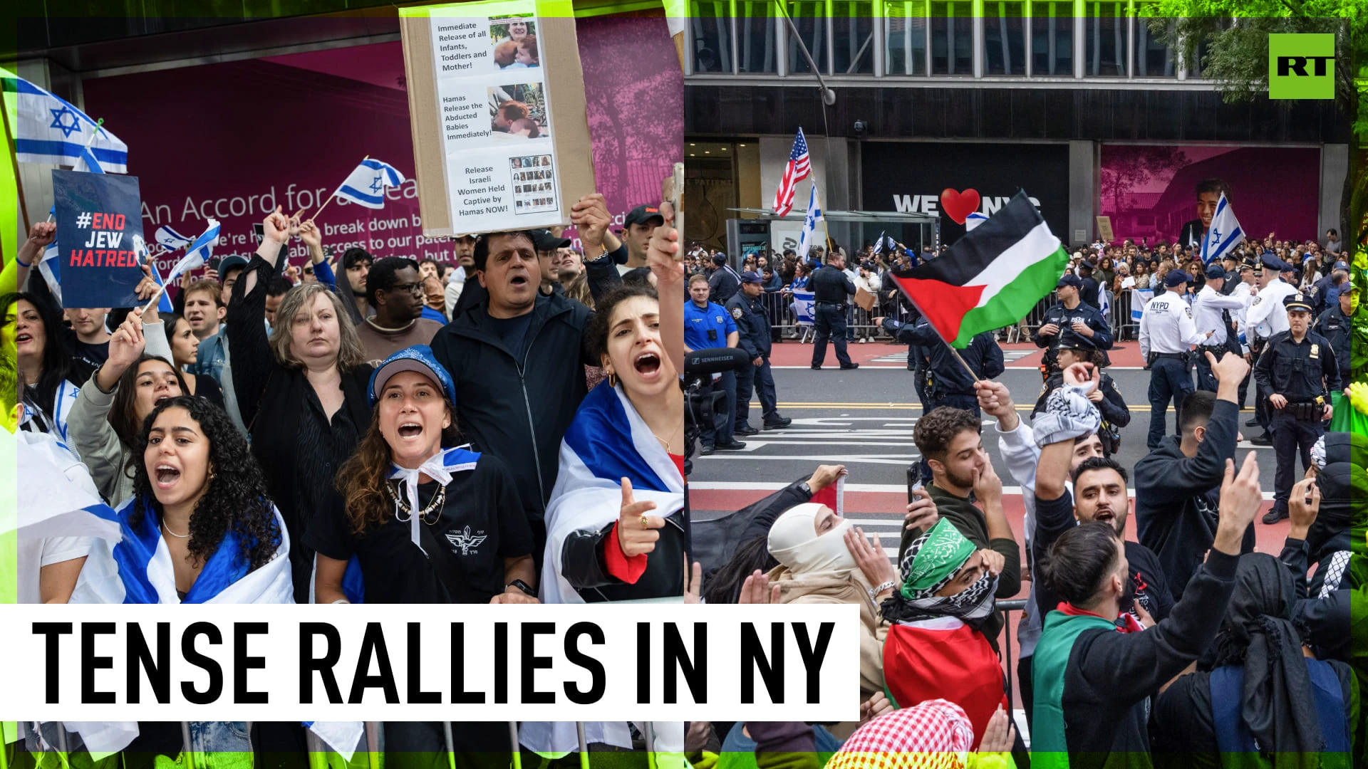 Pro-Palestinian protesters face pro-Israeli demonstrators in NYC