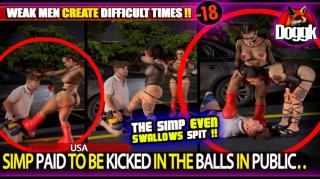 [+18] SIMP PAID TO BE KICKED IN THE BALLS IN PUBLIC.. (USA) >> MUST SEE !!