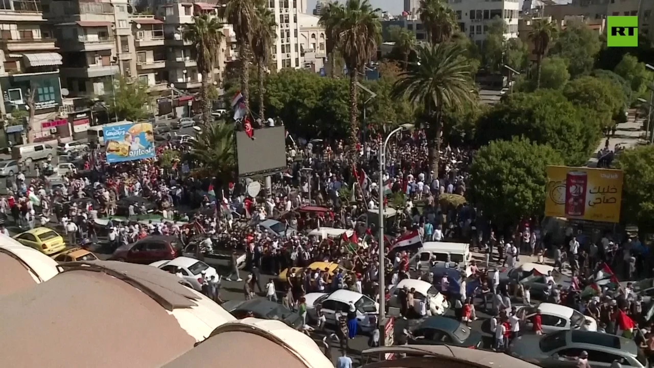 Hundreds rally in Damascus in solidarity with Palestine