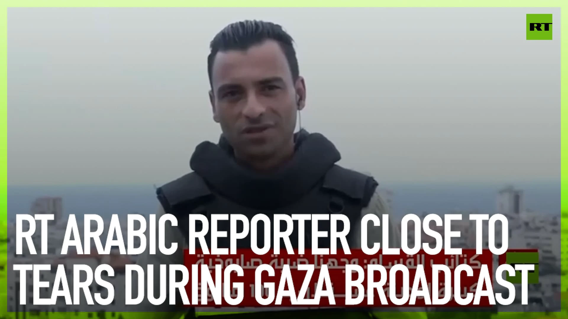 RT Arabic reporter close to tears during Gaza broadcast