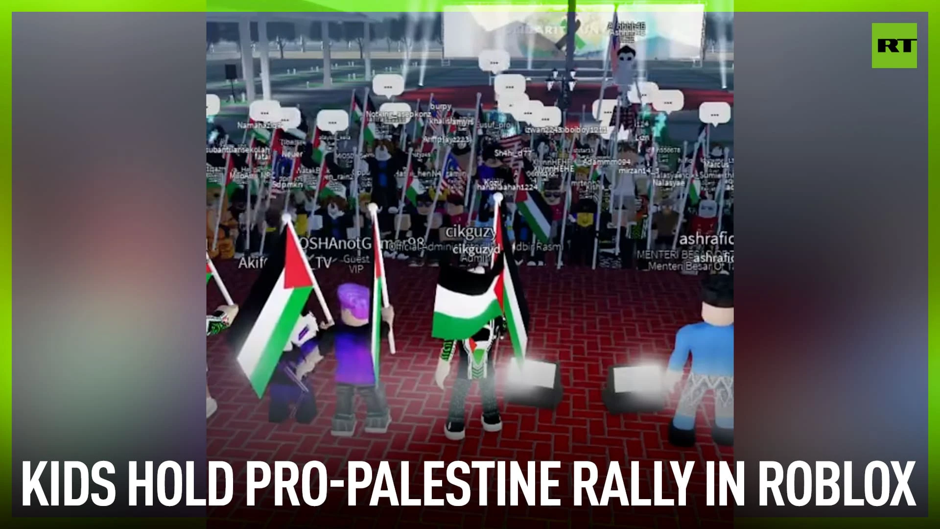 Kids hold pro-Palestine rally in Roblox