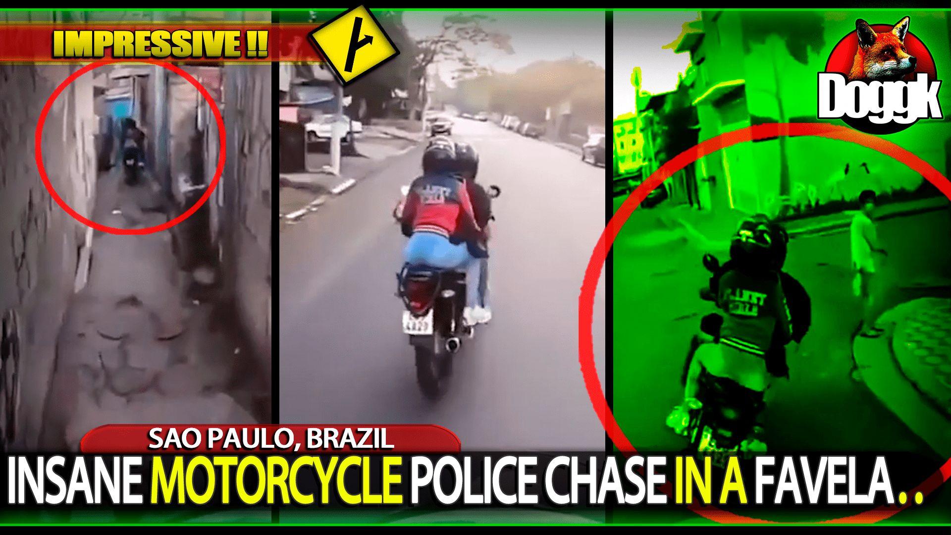 INSANE MOTORCYCLE POLICE CHASE IN A FAVELA.. (SAO PAULO, BRAZIL)