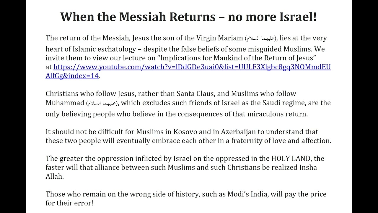 When The Messiah Returns – No More Israel!