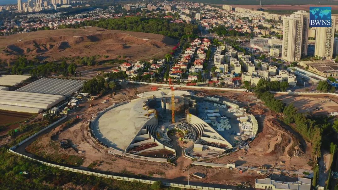 Shrine of ‘Abdu’l-Bahá Base layer of west berm nearing completion