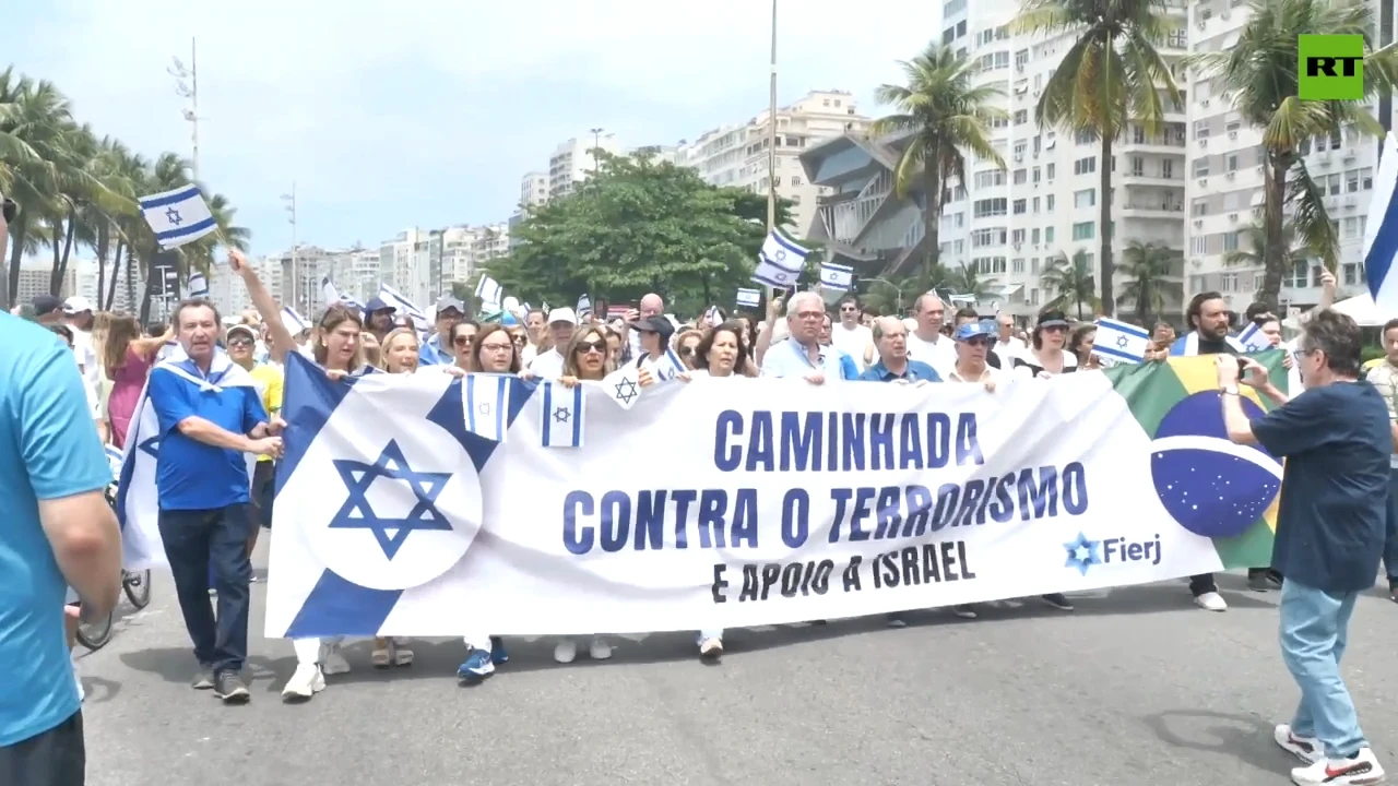 Pro-Israel protesters rally in Rio de Janeiro, demanding the release of hostages