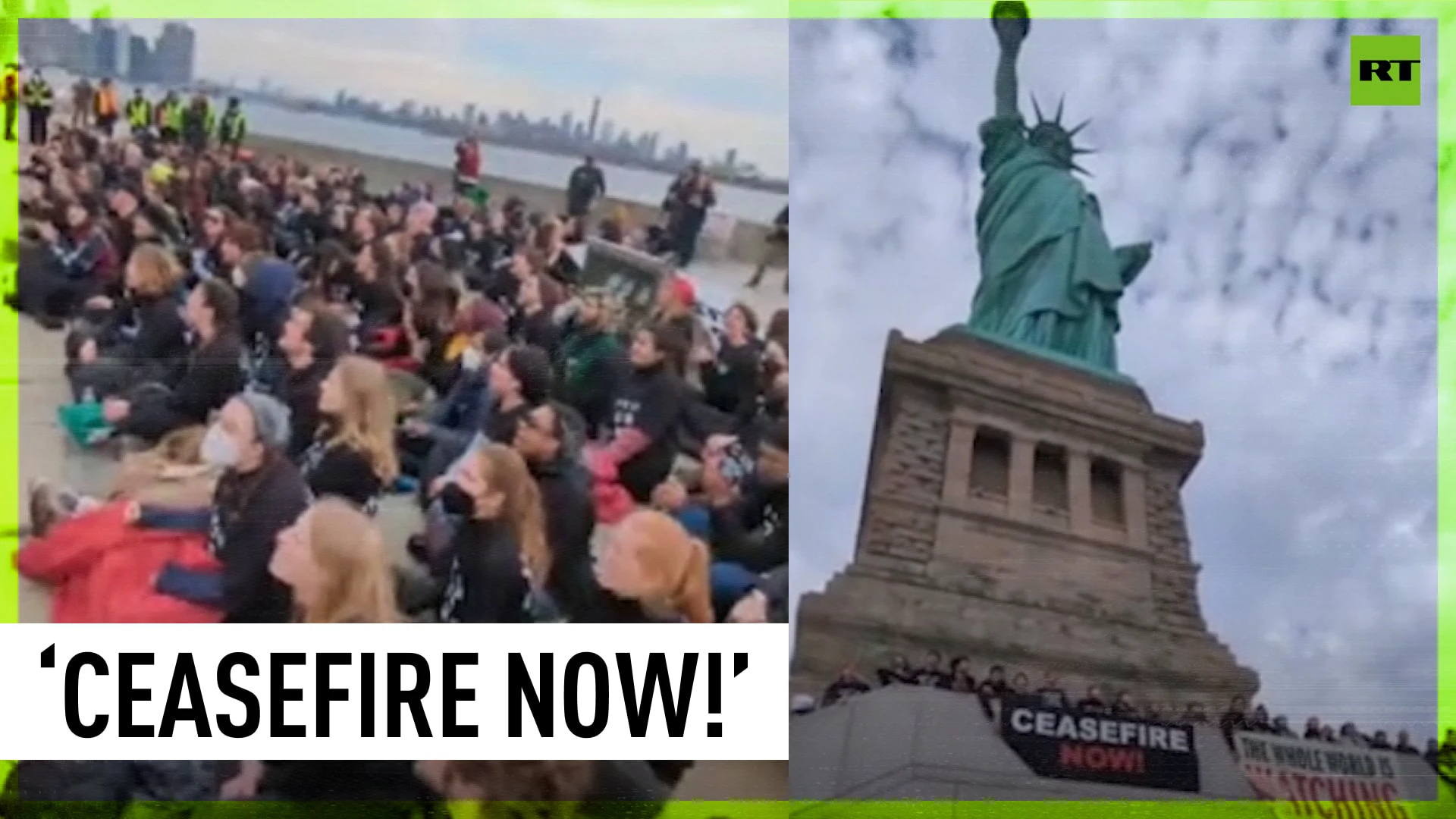 Protesters briefly shut down Statue of Liberty demanding ceasefire in Gaza