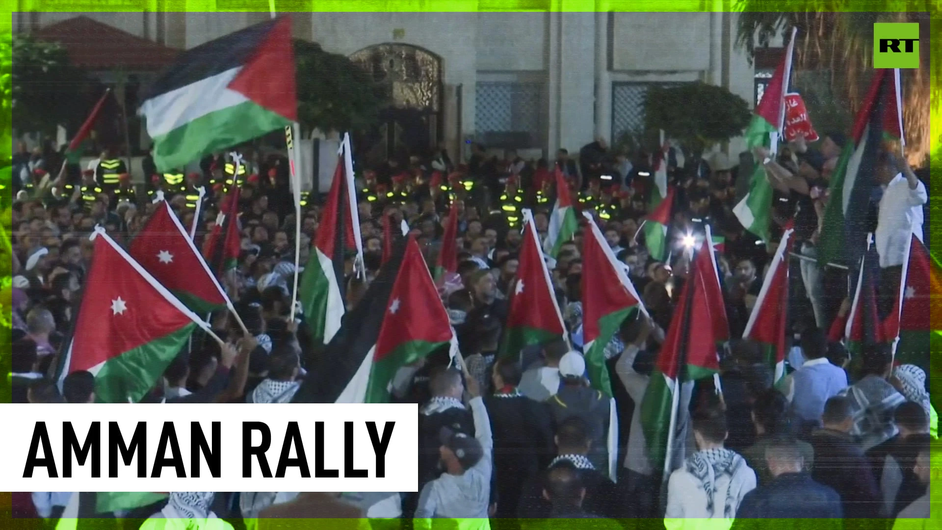 Protesters in Jordan show solidarity with Palestine, rallying in front of Israeli Embassy