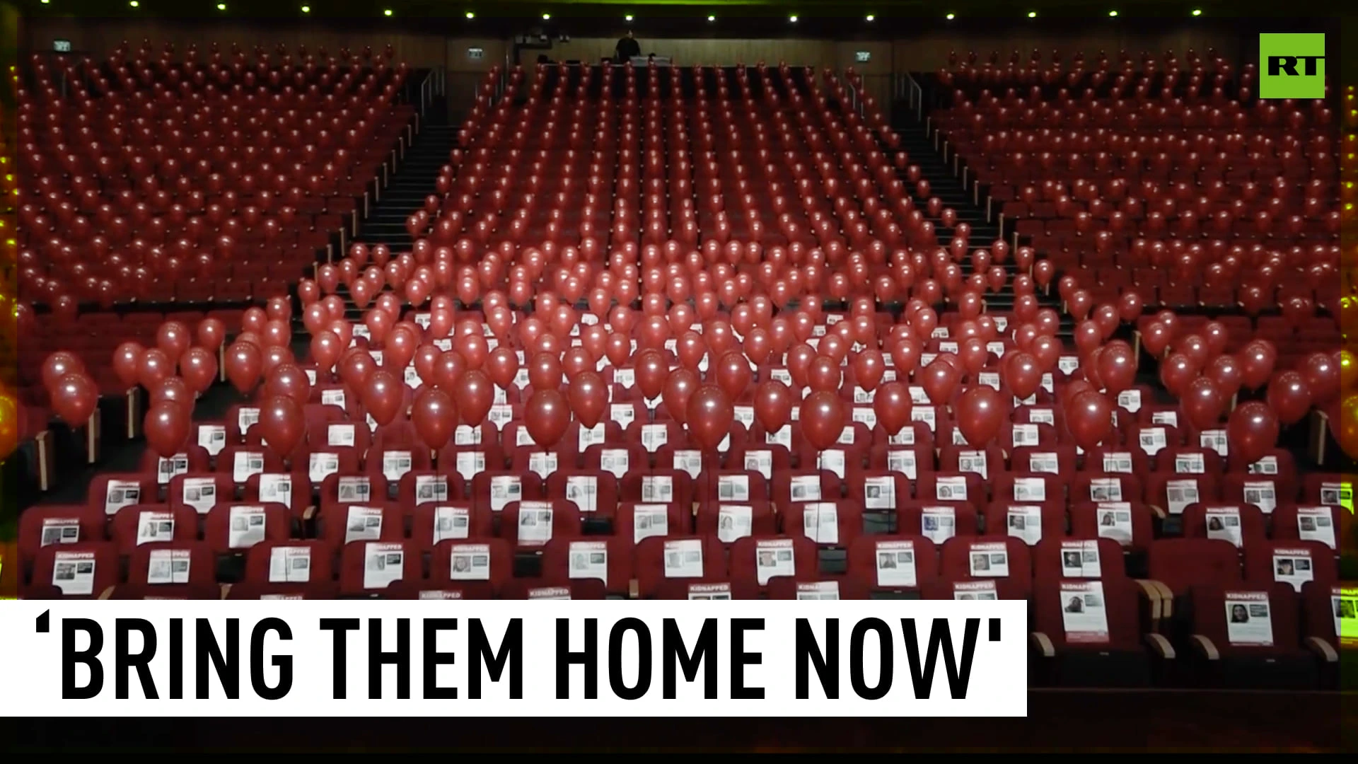 Thousands of balloons placed in auditorium of Jerusalem's ICC for those kidnapped by Hamas