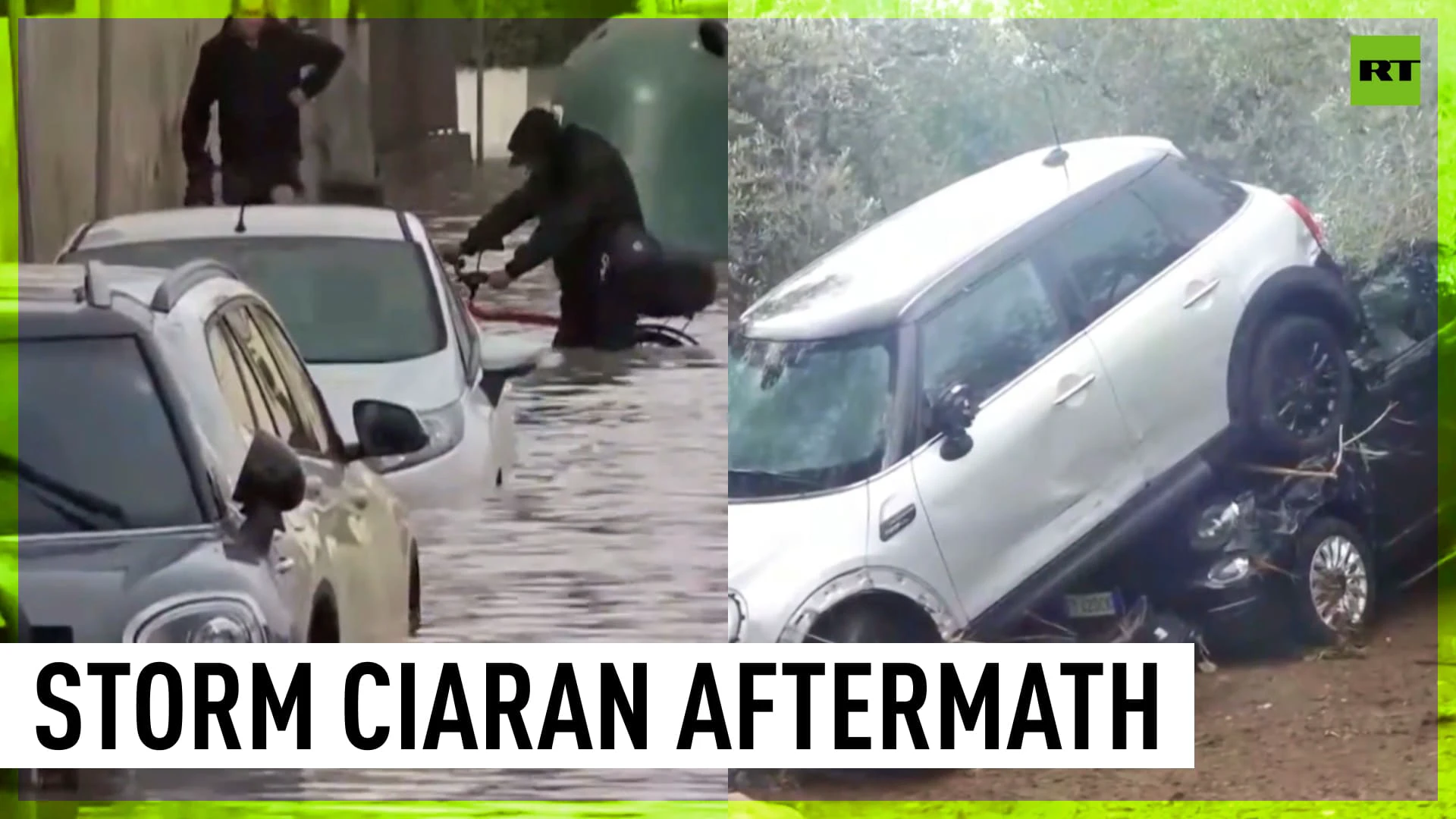 Streets heavily flooded, cars overturned after severe rain in central Italy