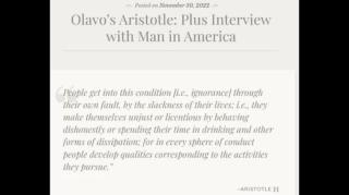 Olavo’s Aristotle  Plus Interview with Man in America (Jeffrey Nyquist)
