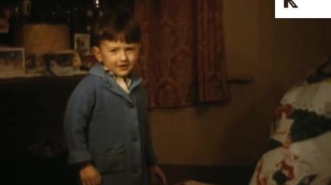 (No audio) - 1950s UK Christmas Home Movies, Children, Presents, 16mm Colour Archive Footage