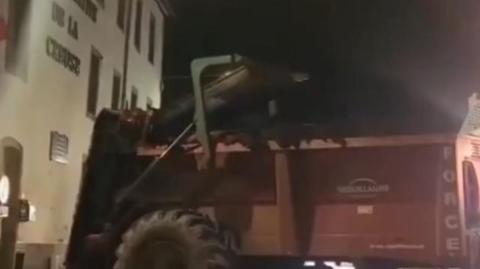 French farmer blows shit into system pig station