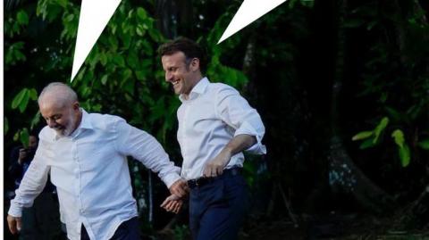 O que Luis Inácio foi fazer com Macron no mato