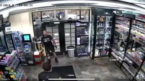Security guard shoots man in self defense at a gas station after a dispute over BBQ grill