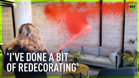 Activists spray paint on Labour Party HQ in London