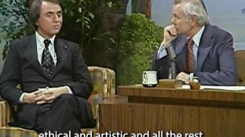 Carl Sagan drops a Dime on the carson show