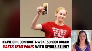 Young woman makes woke teachers PANIC with genius stunt at school board meeting