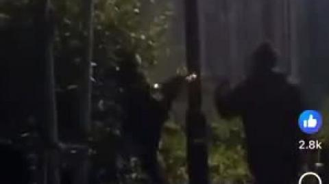 A lady blade runner in heels does some work over night