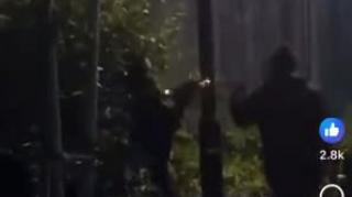 A lady blade runner in heels does some work over night