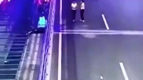 Gets hit by a car