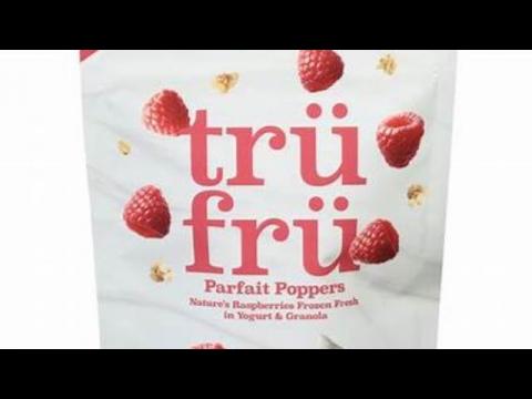Tru Fru Frozen Raspberries In Greek yogurt & Granola.