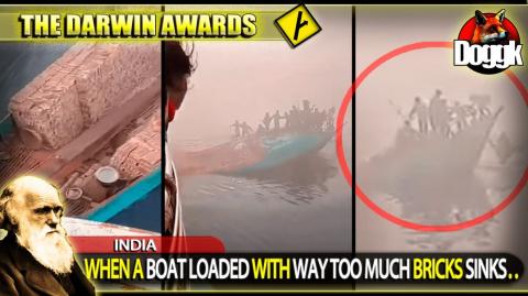 DARWIN AWARDS : WHEN A BOAT LOADED WITH WAY TOO MUCH BRICKS SINKS.. (INDIA) >> IGNORANCE KILLS !!