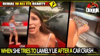 ▶ WHEN SHE TRIES TO LAMELY LIE AFTER A CAR CRASH.. (USA) >> MADNESS !!